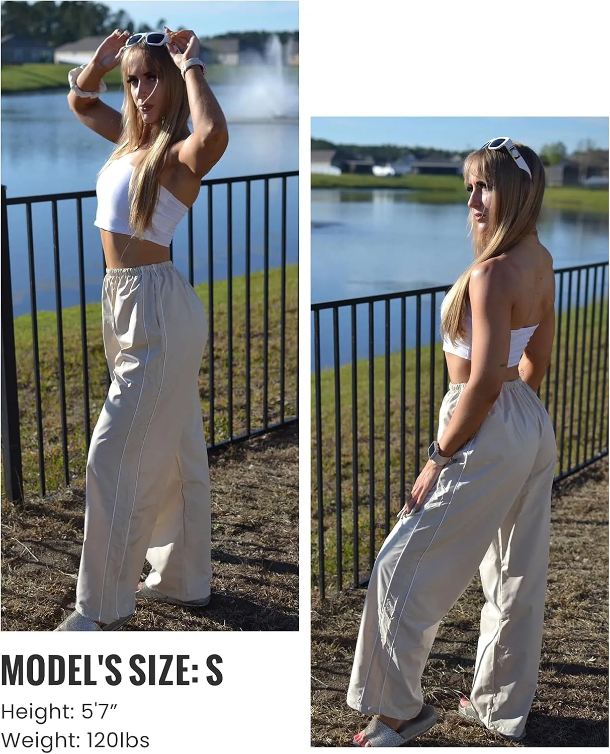 Lianlive Womens Parachute Pants Wide Leg Baggy Y2K Track Pants for Women