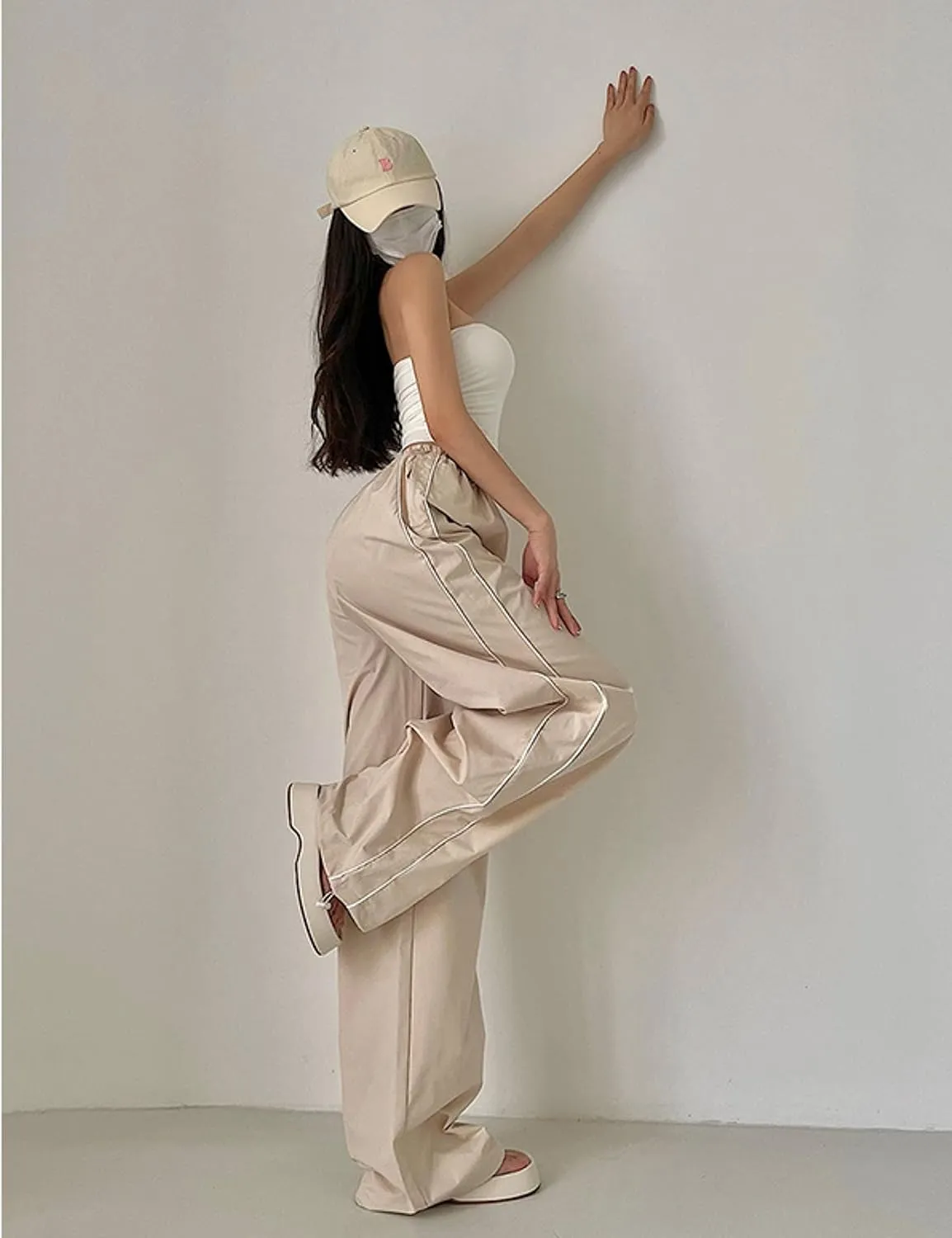 Lianlive Womens Parachute Pants Wide Leg Baggy Y2K Track Pants for Women