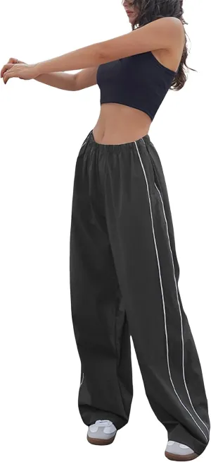 Lianlive Womens Parachute Pants Wide Leg Baggy Y2K Track Pants for Women