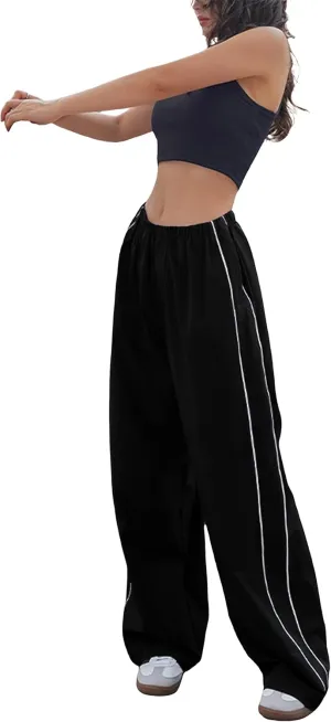 Lianlive Womens Parachute Pants Wide Leg Baggy Y2K Track Pants for Women