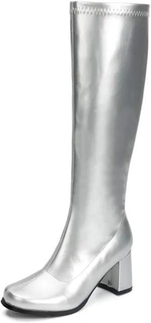 LIURUIJIA Women's Gogo Boots Knee High Block Heel Square Toe 70s Disco Costume Boots