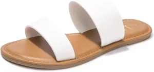 LM Women's Braided Slide Sandals Open Toe Two Band Slip On Flat Sandals Casual Summer Sandals