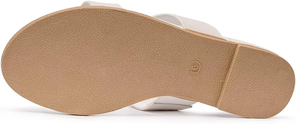 LM Women's Slide Sandals Two Band Slip On Flat Sandals Casual Summer Sandals
