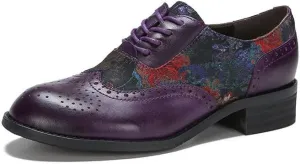 Loafers for Women, Brogue Leather Loafer Flat Shoes for Women, Comfort Lace-up Oxfords Leather Shoes