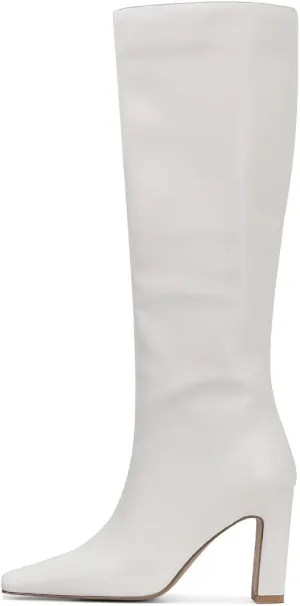 Lovee Cosee Knee High Boots for Women Square Toe Chunky Heeled Boots with Side Zipper Fashion Dress Elastic Tall Boots