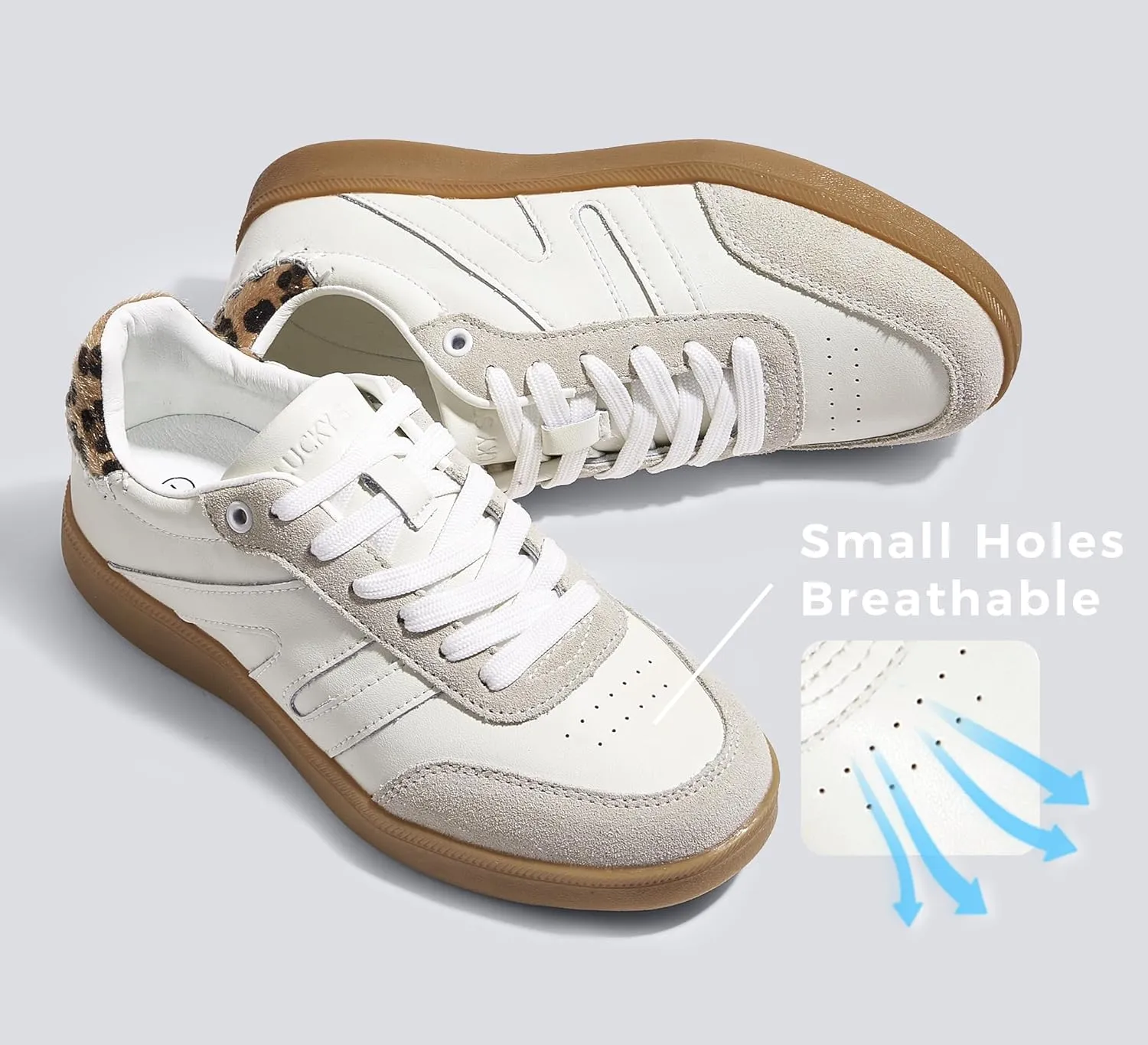 LUCKY STEP Women Classic Retro Gum Sole Fashion Sneakers Casual Tennis Skate Shoe Genuine Leather Walking Footwear Anti Slip Trainers