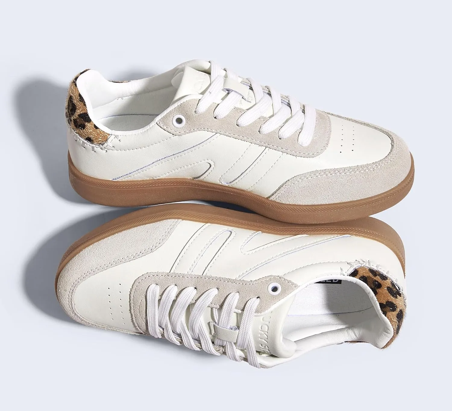 LUCKY STEP Women Classic Retro Gum Sole Fashion Sneakers Casual Tennis Skate Shoe Genuine Leather Walking Footwear Anti Slip Trainers