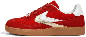 LUCKY STEP Women Retro Sneakers Fashion Classic Gum Sole Tennis Skate Shoes Casual Trendy Walking Trainer Anti Slip Flat Low-Top Footwear