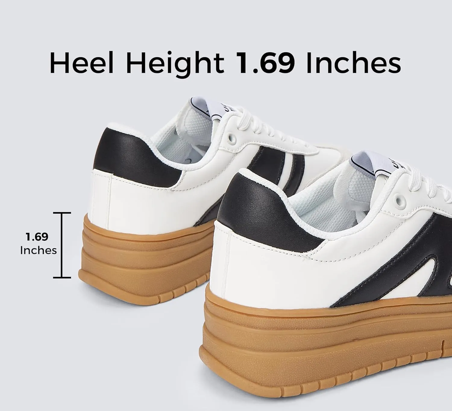 LUCKY STEP Women's Platform Gum Thick Sole Fashion Sneakers Classic Retro Rubber Low Top Casual Tennis Skate Walking Shoes