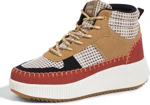 LUCKY STEP Women's Platform High Top Sneakers Fashion Zipper Woven Chunky Ankle Boots Casual Tennis Retro Braided Walking Shoes