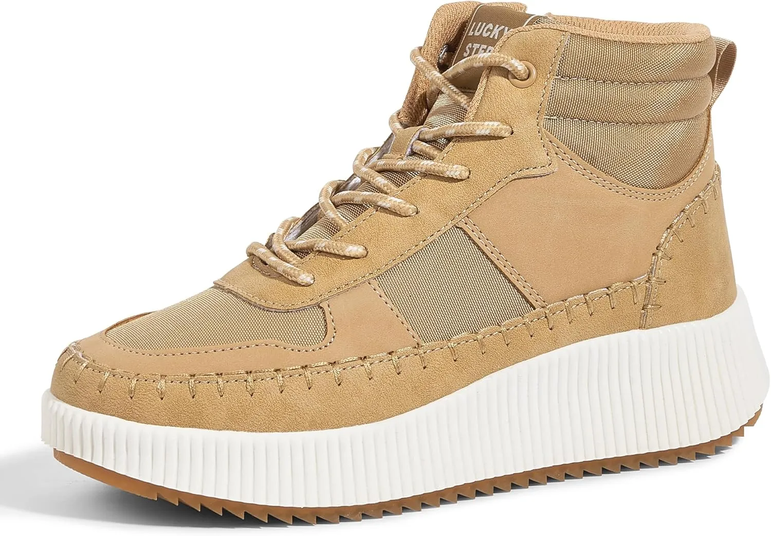 LUCKY STEP Women's Platform High Top Sneakers Fashion Zipper Woven Chunky Ankle Boots Casual Tennis Retro Braided Walking Shoes