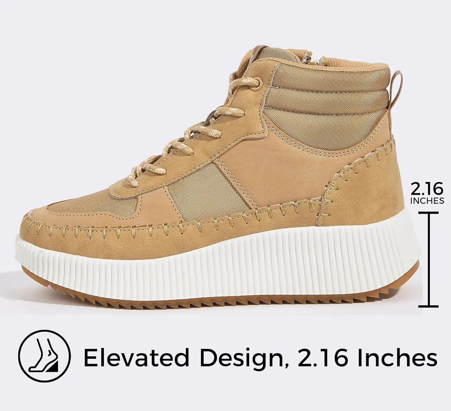 LUCKY STEP Women's Platform High Top Sneakers Fashion Zipper Woven Chunky Ankle Boots Casual Tennis Retro Braided Walking Shoes