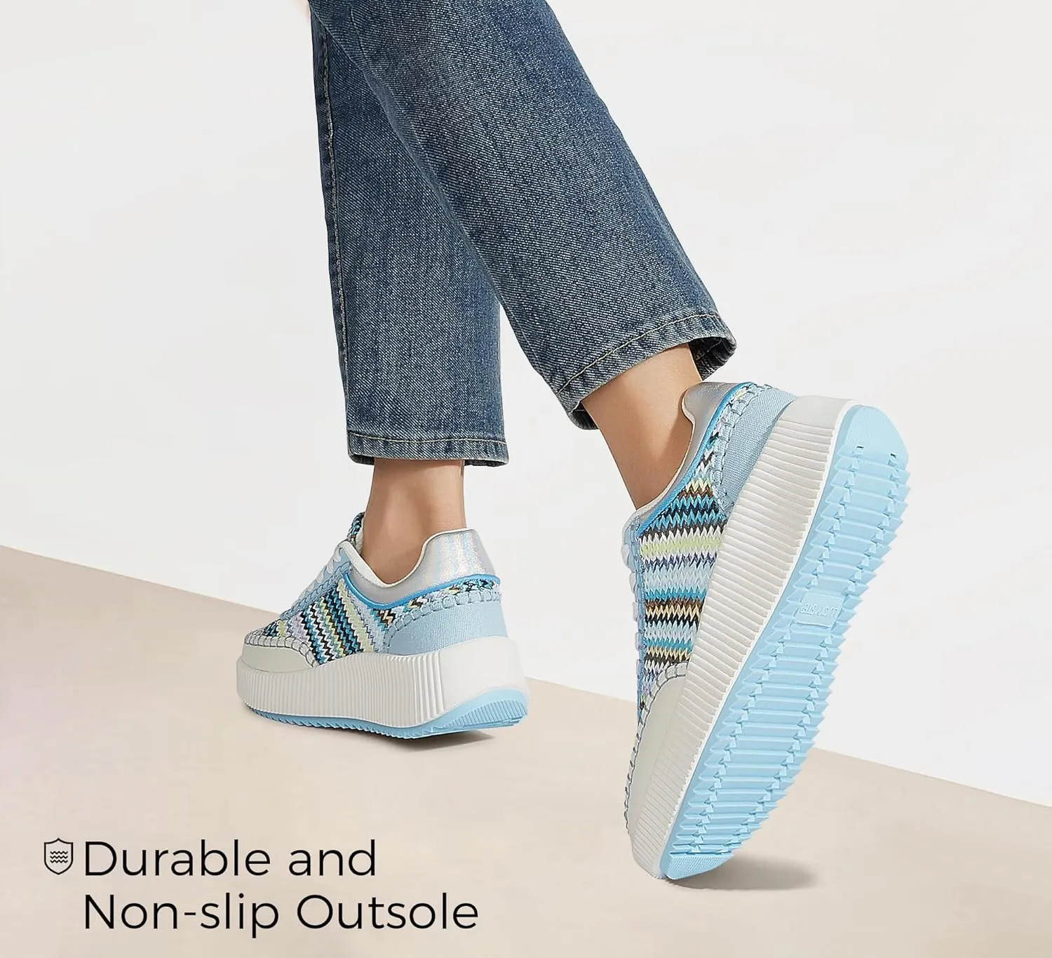 LUCKY STEP Women's Platform Sneakers Retro Braided Fashion Casual Chunky Shoes Breathable Durable Non Slip Walking Footwear