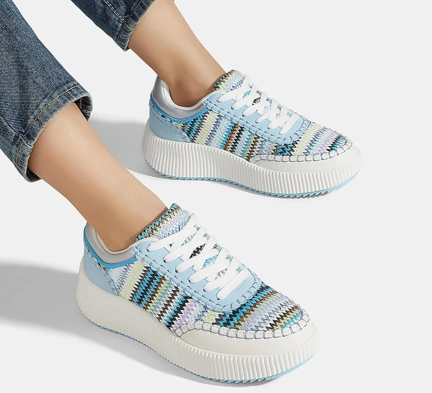 LUCKY STEP Women's Platform Sneakers Retro Braided Fashion Casual Chunky Shoes Breathable Durable Non Slip Walking Footwear