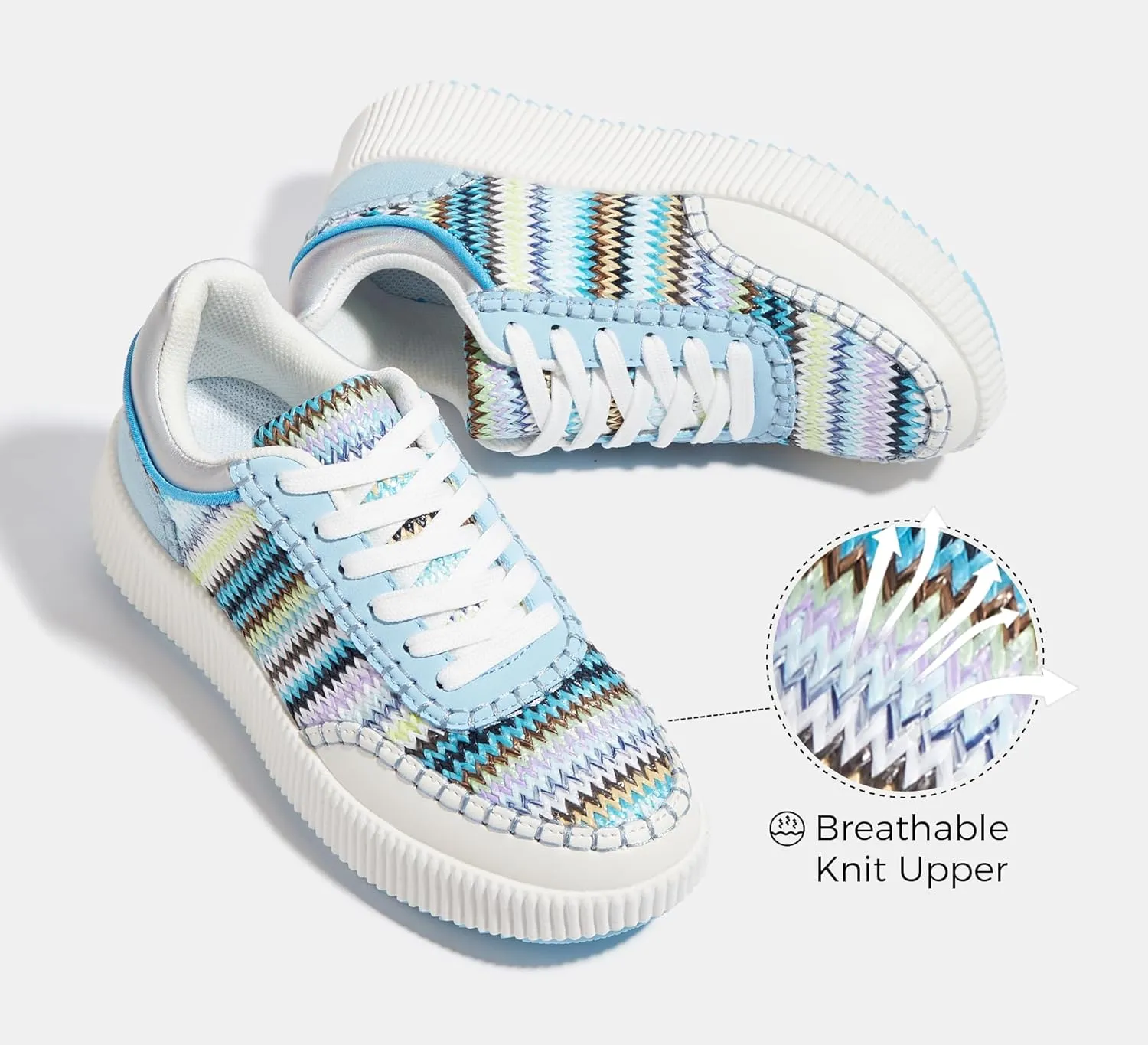 LUCKY STEP Women's Platform Sneakers Retro Braided Fashion Casual Chunky Shoes Breathable Durable Non Slip Walking Footwear
