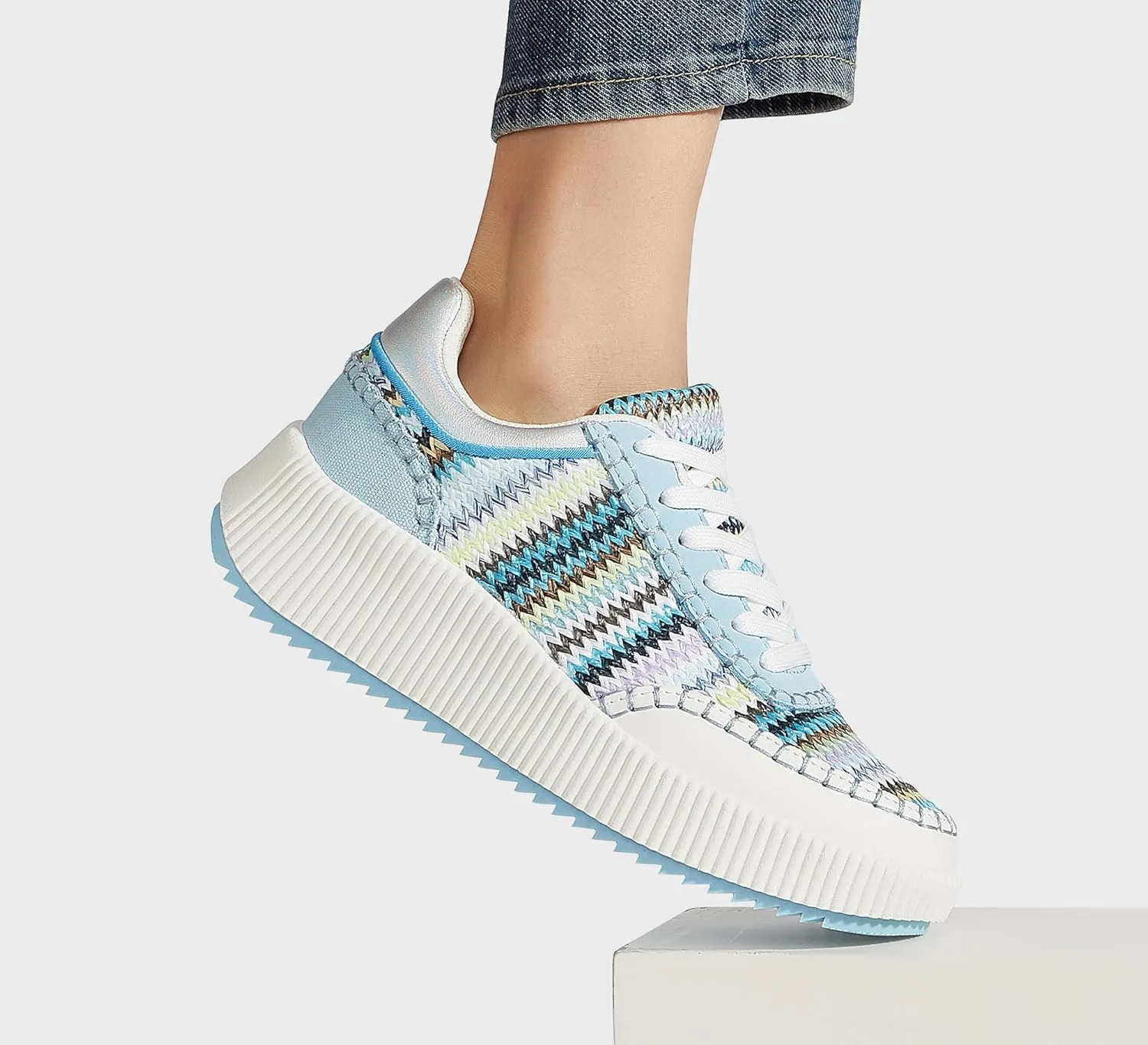 LUCKY STEP Women's Platform Sneakers Retro Braided Fashion Casual Chunky Shoes Breathable Durable Non Slip Walking Footwear