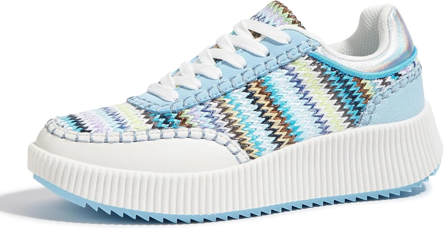 LUCKY STEP Women's Platform Sneakers Retro Braided Fashion Casual Chunky Shoes Breathable Durable Non Slip Walking Footwear