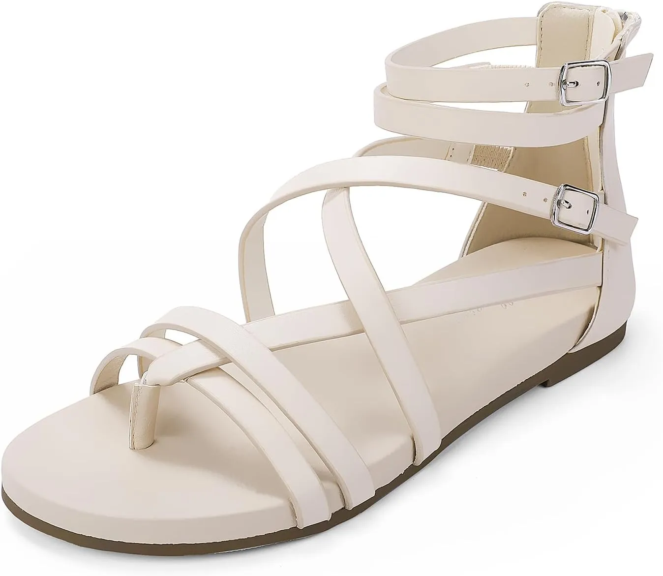 Luffymomo Women's Gladiator Strap Sandals Flat Fisherman Thong Cross Strappy Sandals