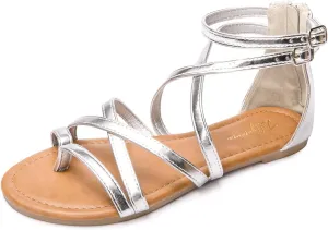 Luffymomo Women's Gladiator Strap Sandals Flat Fisherman Thong Cross Strappy Sandals