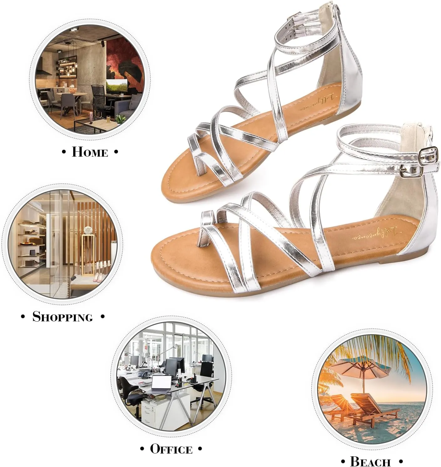 Luffymomo Women's Gladiator Strap Sandals Flat Fisherman Thong Cross Strappy Sandals