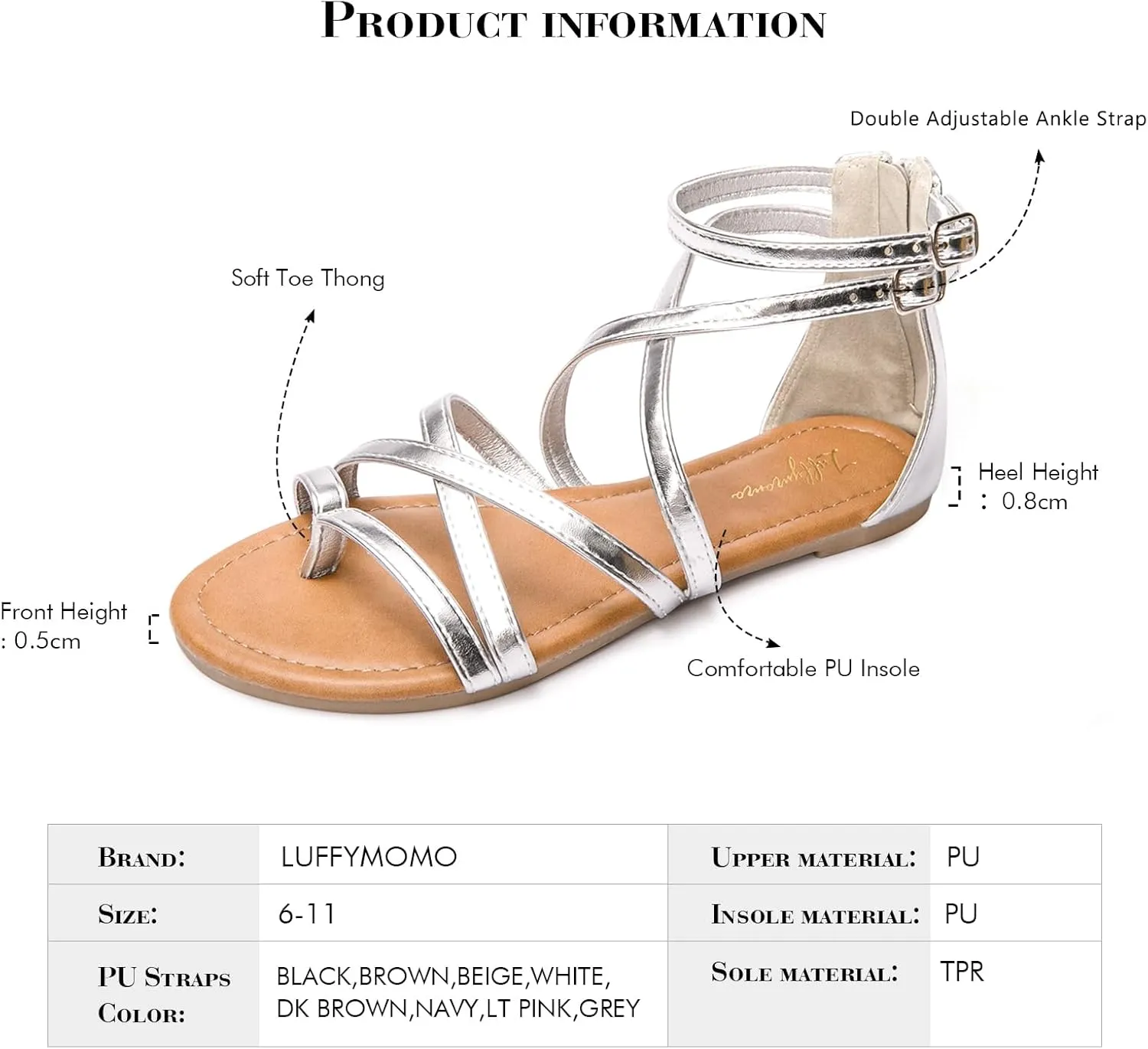 Luffymomo Women's Gladiator Strap Sandals Flat Fisherman Thong Cross Strappy Sandals