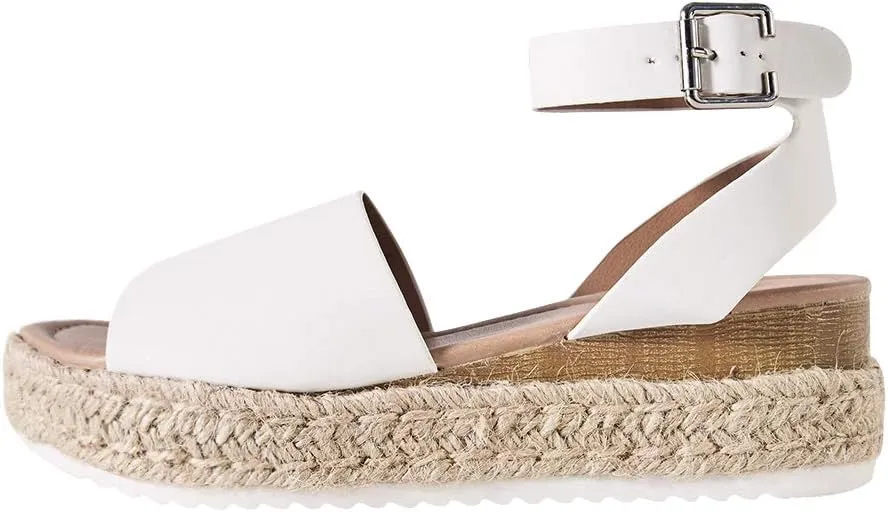 Luffymomo Women's Platform Ankle Strap Sandals Open Toe Studded Wedge Summer Sandals