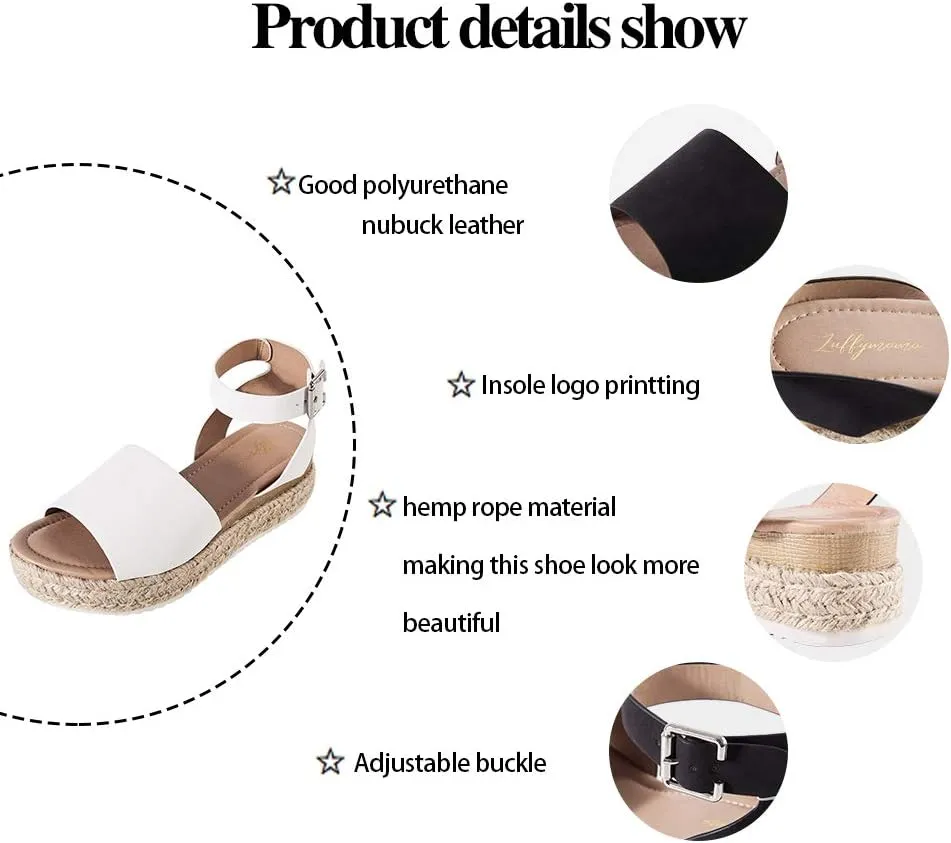 Luffymomo Women's Platform Ankle Strap Sandals Open Toe Studded Wedge Summer Sandals