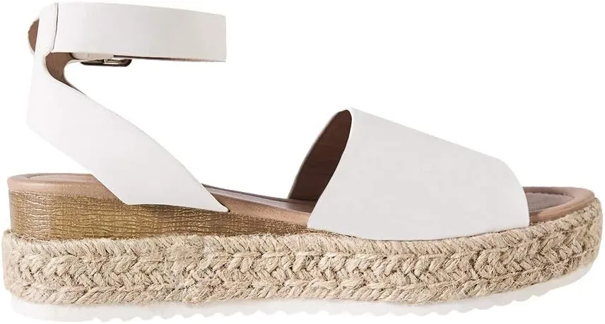 Luffymomo Women's Platform Ankle Strap Sandals Open Toe Studded Wedge Summer Sandals