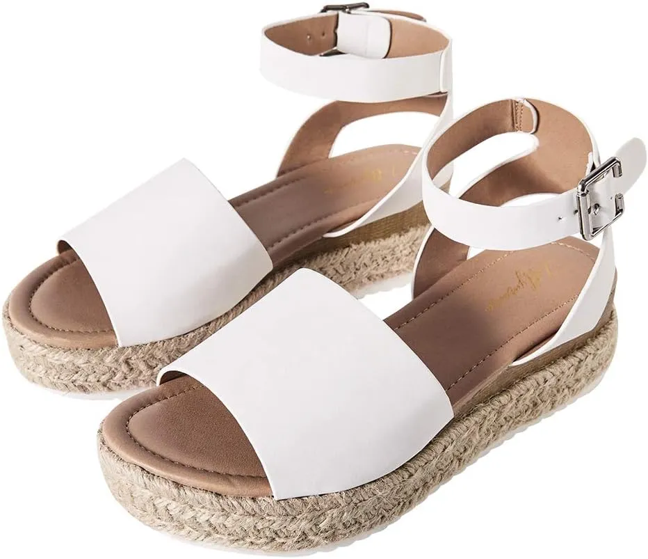 Luffymomo Women's Platform Ankle Strap Sandals Open Toe Studded Wedge Summer Sandals