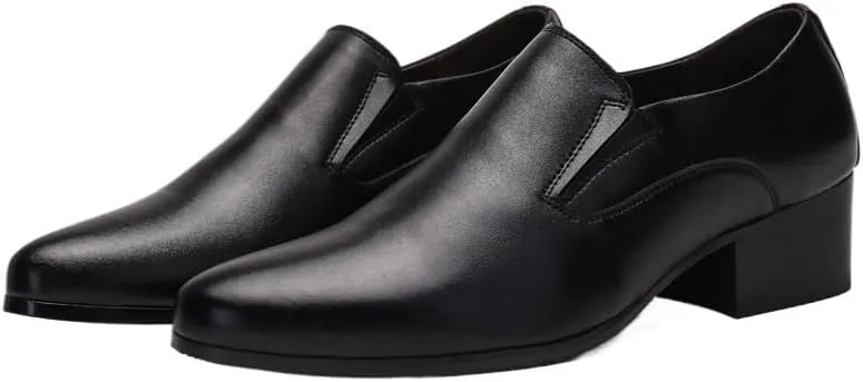 Luxury Groom Dress Height Increase Shoes Black Men Suit Shoes Italian Style Slip On Pointed Toe High Heels Shoes Oxford Shoes