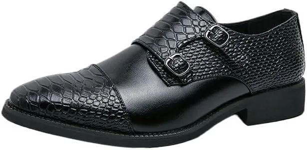 Luxury Men Crocodile Pattern Oxfords Shoes Wedding Party Brogue Shoes Black Slip On Pointed Toe Men Dress Shoes Business Formal Leather Shoes
