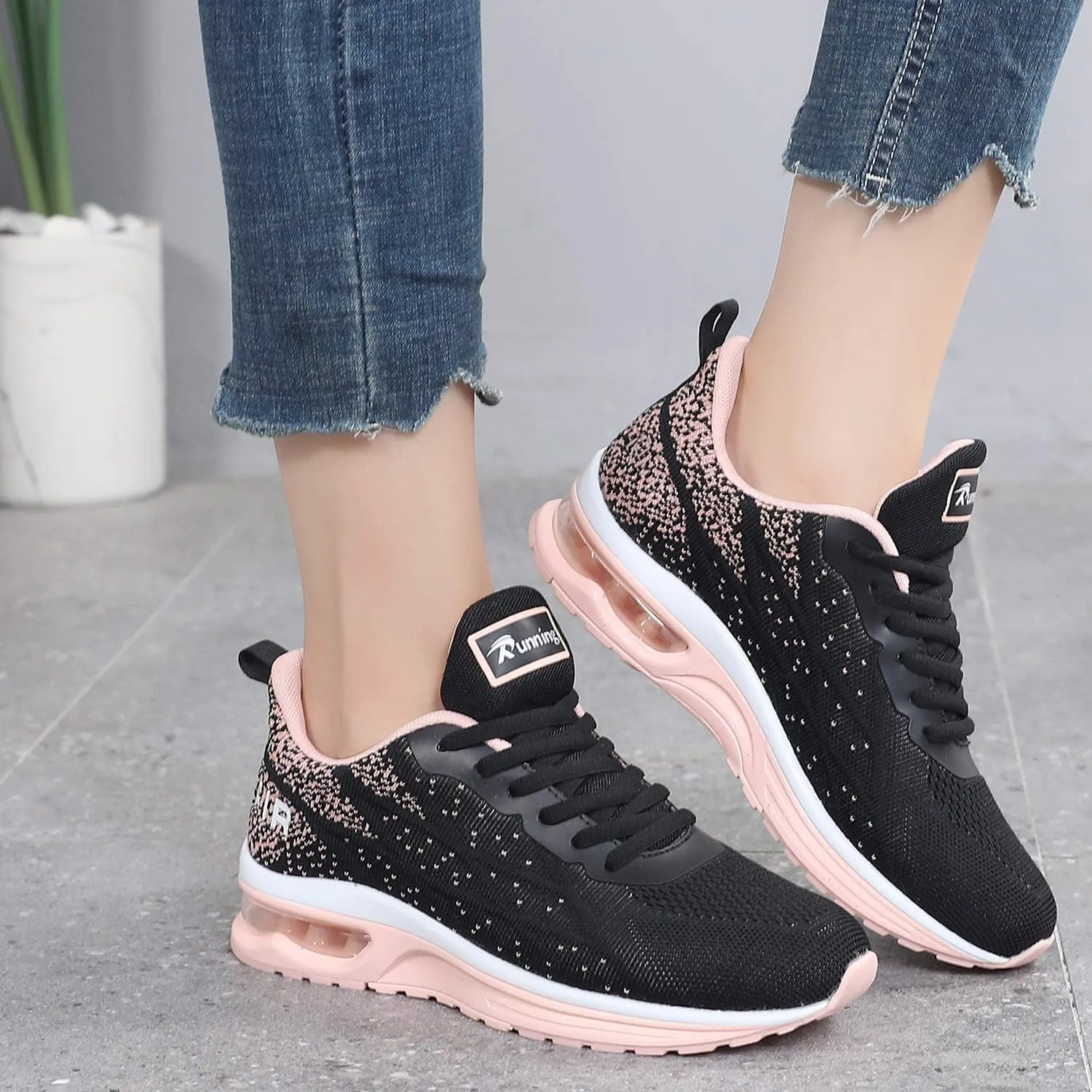 MAFEKE Women Air Athletic Running Shoes Fashion Tennis Breathable Lightweight Walking Sneakers
