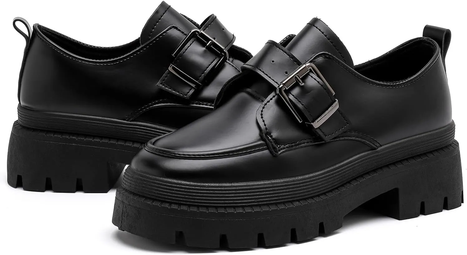 MEMON Oxford Shoes for Women,Platform Oxfords for Women,Low Heel Lace-Up Chunky Classic Oxford,Business Work Office Dress Shoes