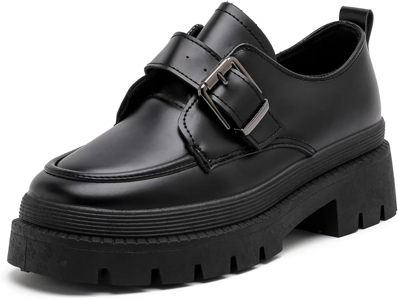 MEMON Oxford Shoes for Women,Platform Oxfords for Women,Low Heel Lace-Up Chunky Classic Oxford,Business Work Office Dress Shoes