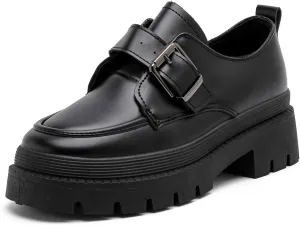 MEMON Oxford Shoes for Women,Platform Oxfords for Women,Low Heel Lace-Up Chunky Classic Oxford,Business Work Office Dress Shoes