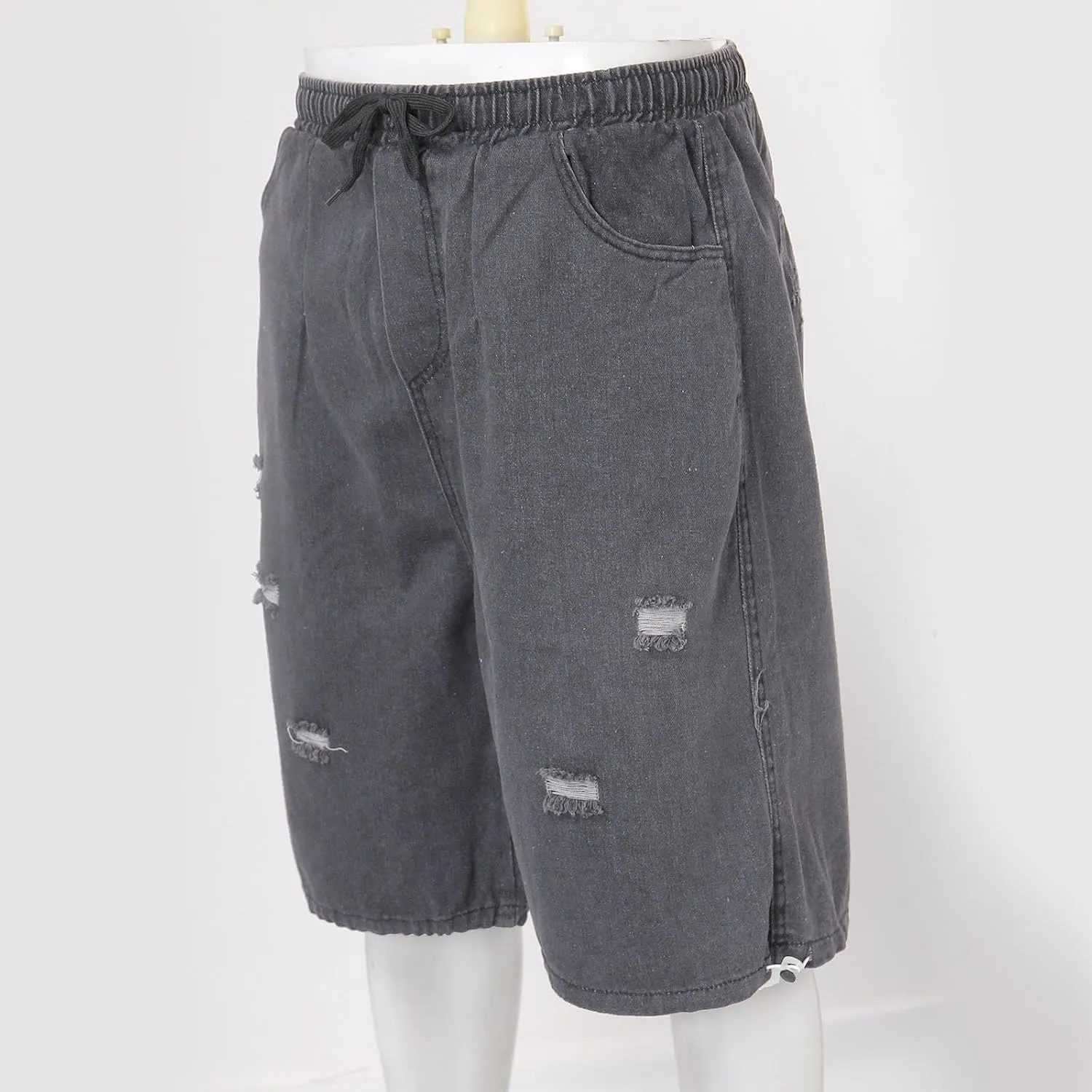 Men Baggy Jean Shorts Loose Fit Mid Denim Shorts Casual Summer Y2K Grunge Streetwear