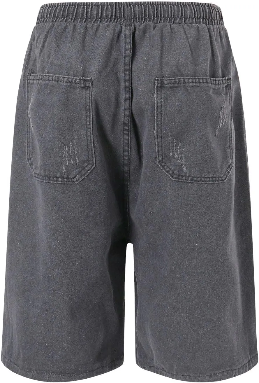 Men Baggy Jean Shorts Loose Fit Mid Denim Shorts Casual Summer Y2K Grunge Streetwear