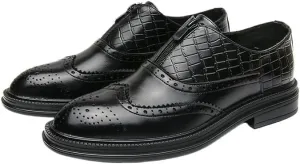Men Dress Oxford Shoes Synthetic Pu Leather Wedding Slip On Breathable Prom Loafers Non Slip Rubber Sole Block Heel Casual