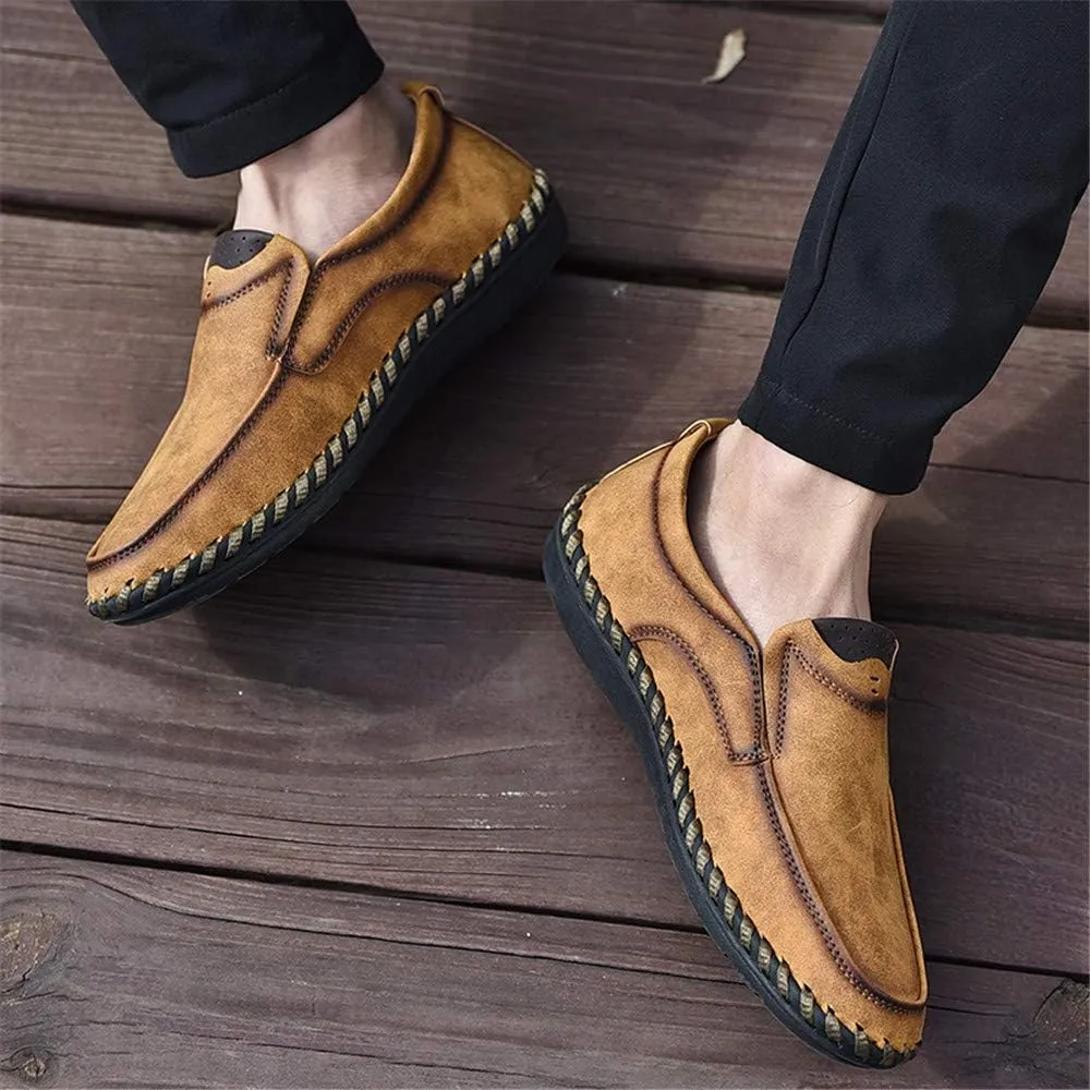 Men Vintage Cowhide Loafers Summer Casual Walking Shoes Fashionable Boat Moccasins Leisure Comfortable Chic New Driving Footwear