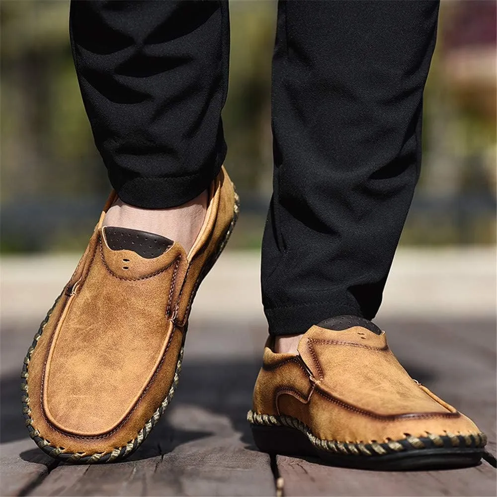 Men Vintage Cowhide Loafers Summer Casual Walking Shoes Fashionable Boat Moccasins Leisure Comfortable Chic New Driving Footwear