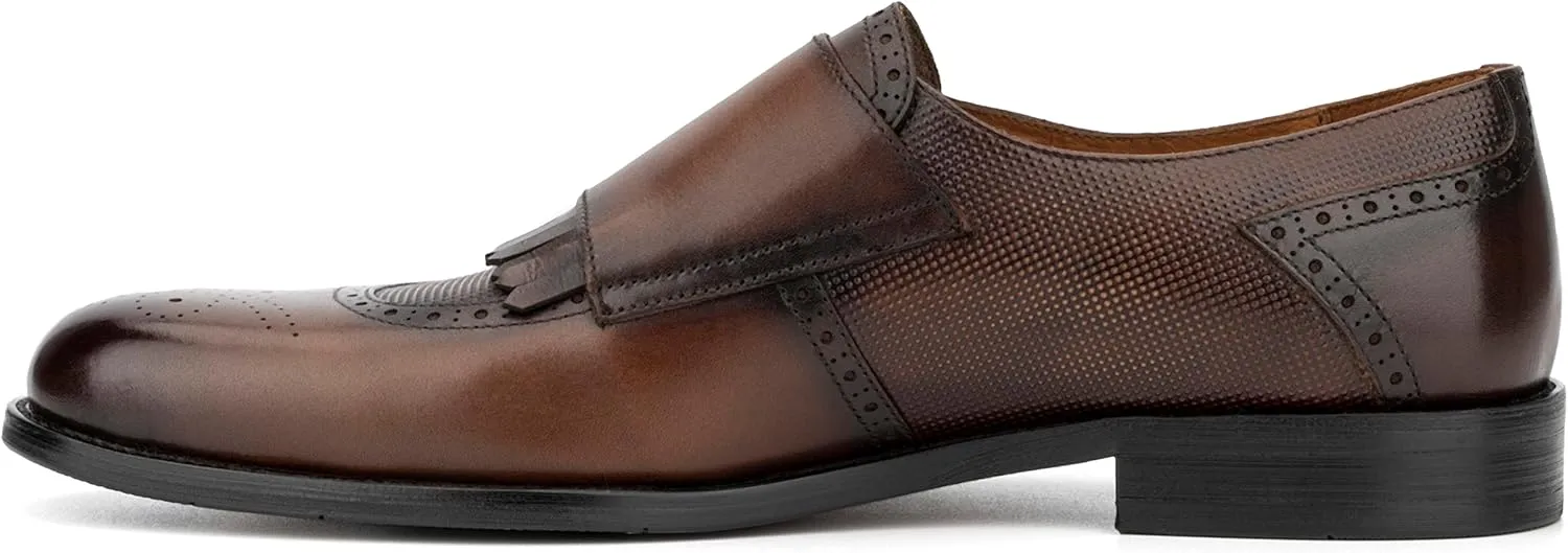 Mens Bolton Monk Strap, Round Toe Dress Shoe, Rubber Outsole