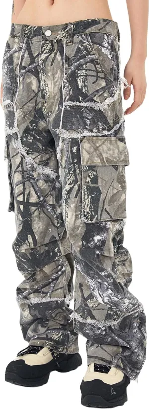 Mens Camo Cargo Pants Y2k Hip Hop Jeans Baggy Joggers Streetwear Oversized Track Pants Women