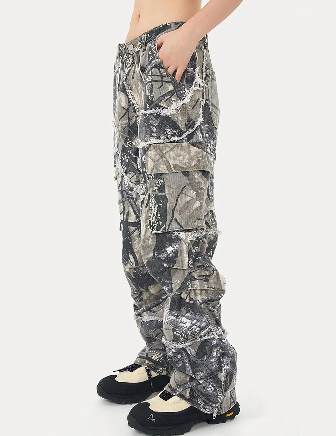 Mens Camo Cargo Pants Y2k Hip Hop Jeans Baggy Joggers Streetwear Oversized Track Pants Women