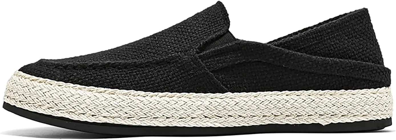 Men's Canvas Slip-on Espadrilles Loafers,Fashion Breathable Hand Stitching Linen Indoor Outdoor Non-Slip Comfortable Flat, Fisherman Casual Walking Sneakers Moccasins Boat Shoes