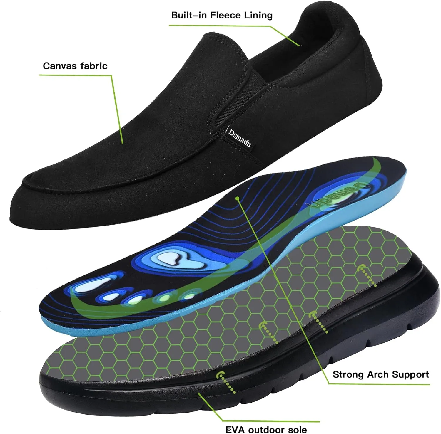 Mens Casual Orthopedic Walking Shoes with Arch Support, Suede Leather Dress Slip On Loafers for Plantar Fasciitis,Foot and Heel Pain Relief Shoes for Winter Warm Wearing