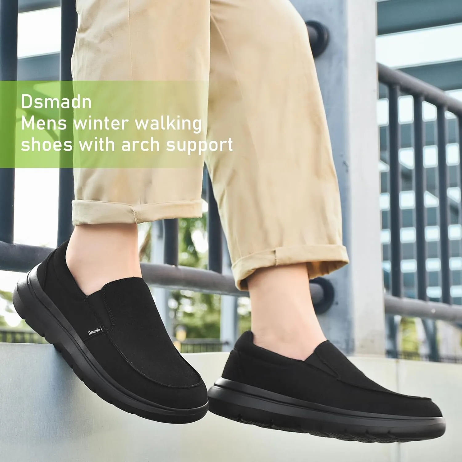 Mens Casual Orthopedic Walking Shoes with Arch Support, Suede Leather Dress Slip On Loafers for Plantar Fasciitis,Foot and Heel Pain Relief Shoes for Winter Warm Wearing