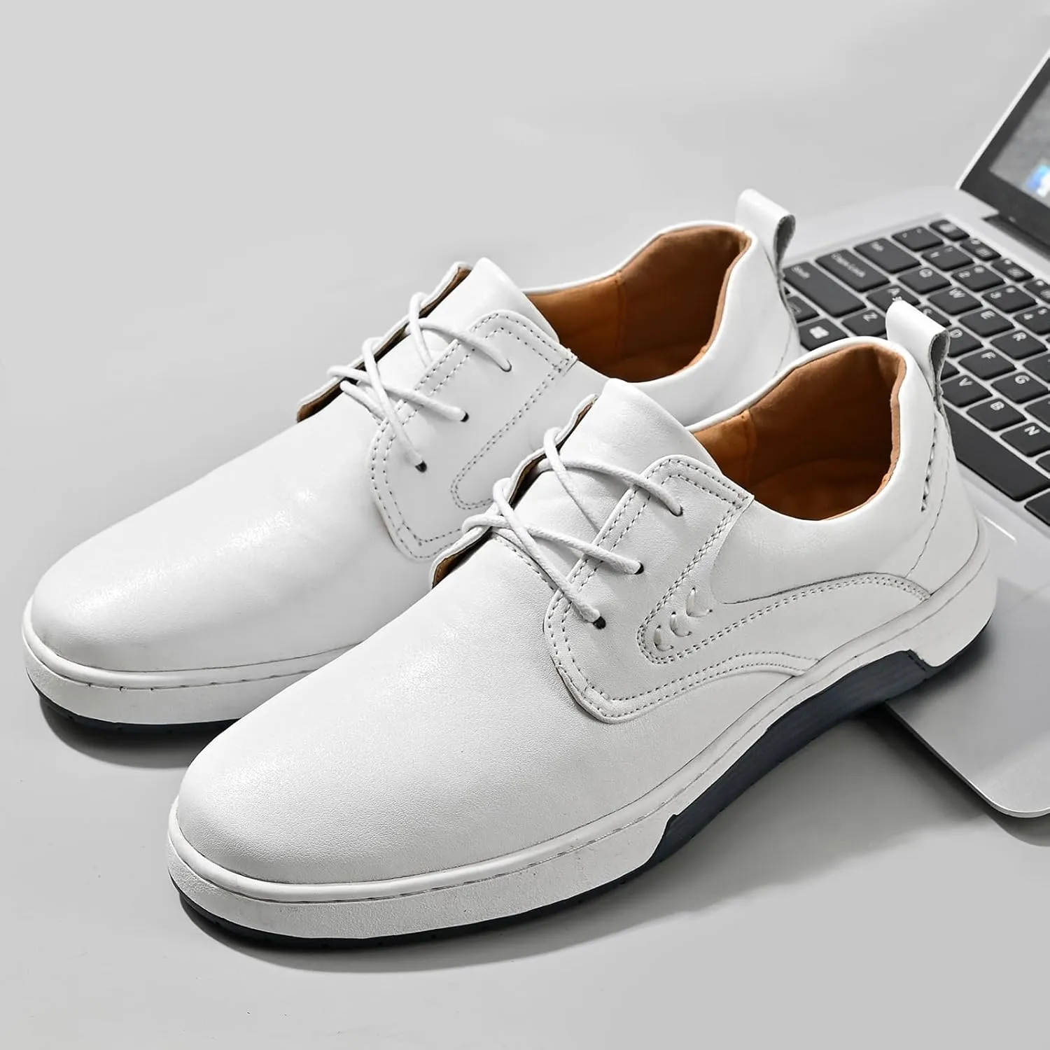 Men's Casual Shoes Fashion Dress Sneakers Zapatos Casuales para Hombre Comfortable Oxford Shoes for Men Lace-up Flat Business Casual Leather Shoes
