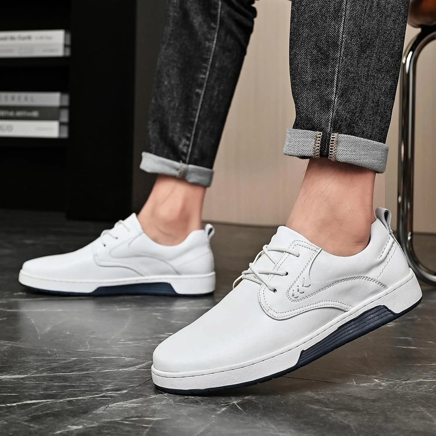 Men's Casual Shoes Fashion Dress Sneakers Zapatos Casuales para Hombre Comfortable Oxford Shoes for Men Lace-up Flat Business Casual Leather Shoes
