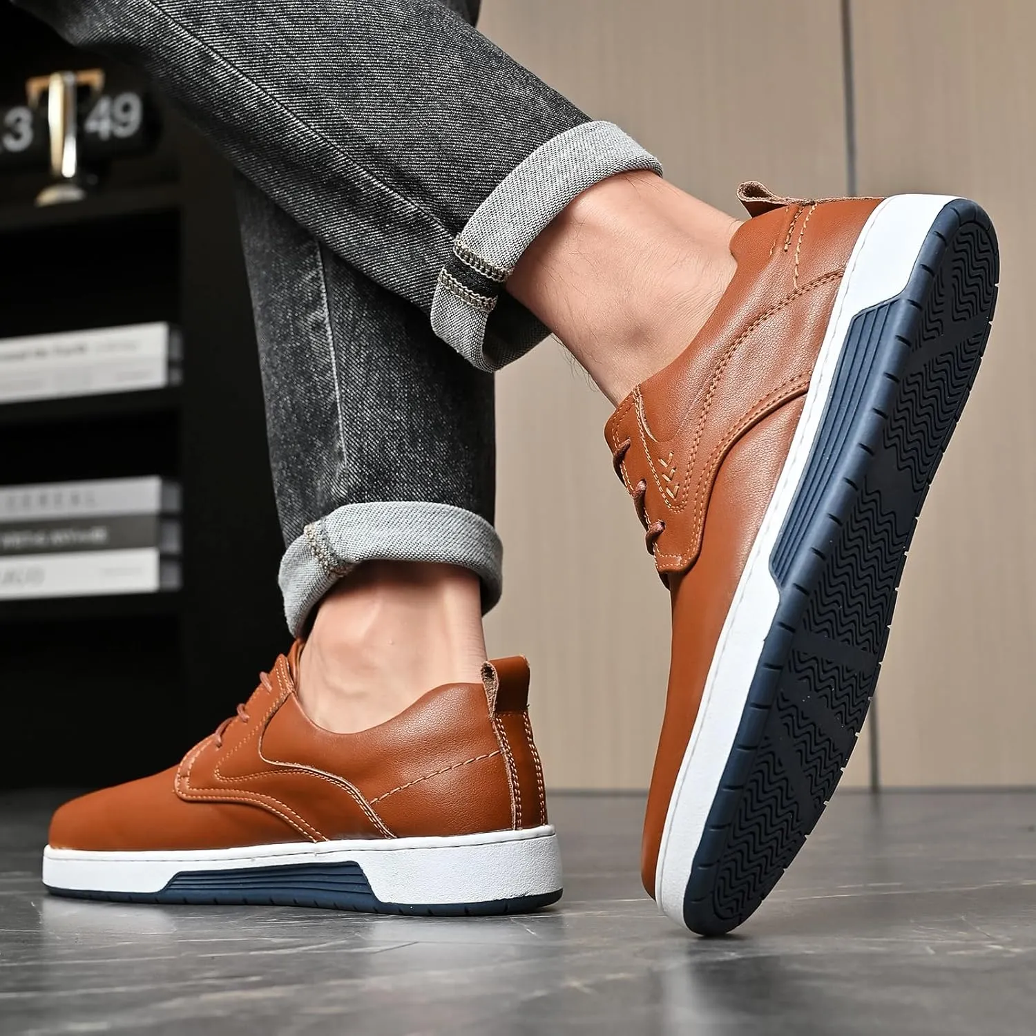 Men's Casual Shoes Fashion Dress Sneakers Zapatos Casuales para Hombre Comfortable Oxford Shoes for Men Lace-up Flat Business Casual Leather Shoes