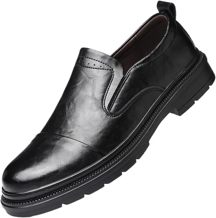 Men's Classic Patent Leather Tuxedo Derby Shoes - Comfortable Slip-On Oxford Loafers for Business and Formal Events